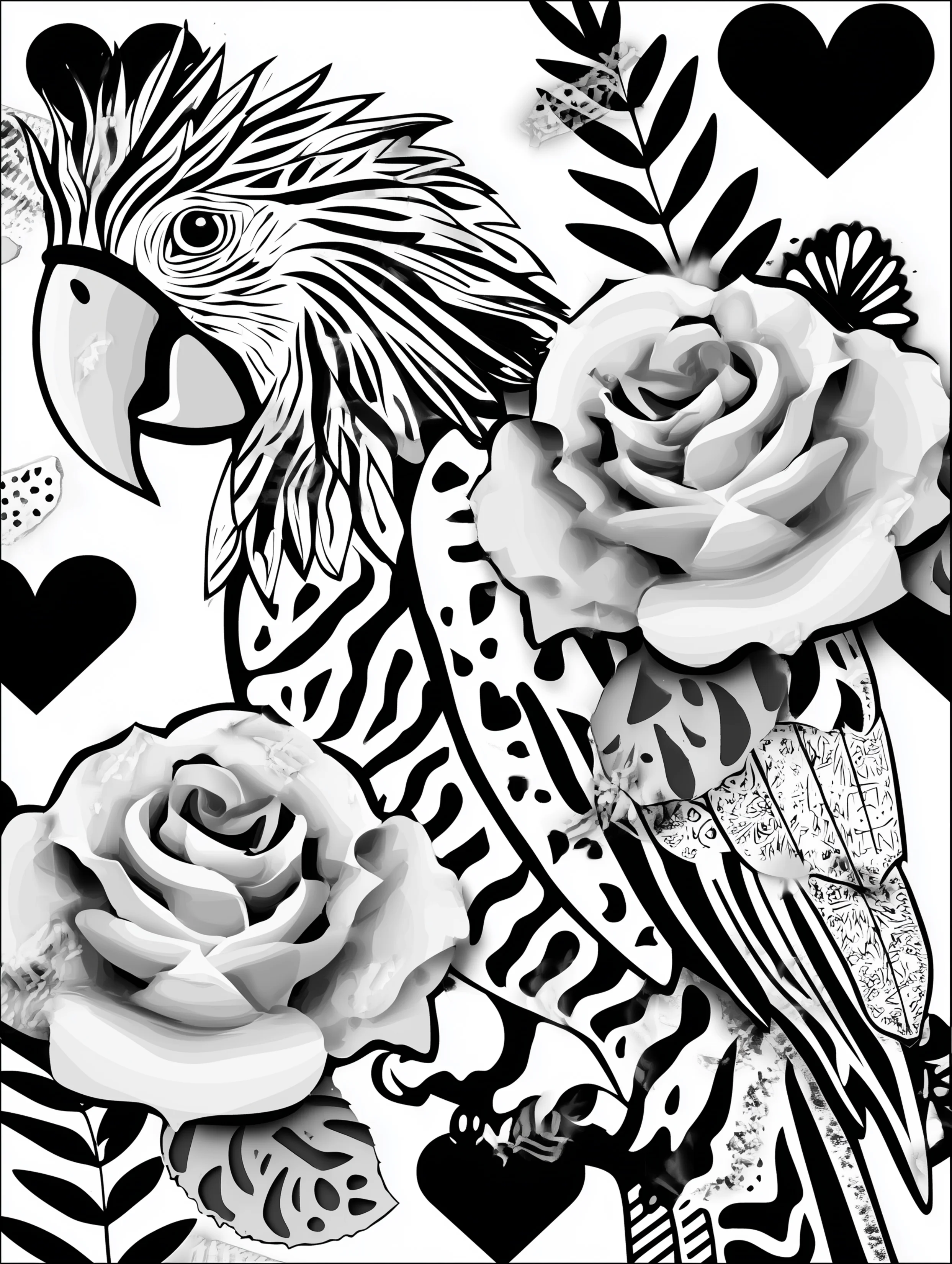 Free printable bird coloring page for adults featuring a standing westward parrot